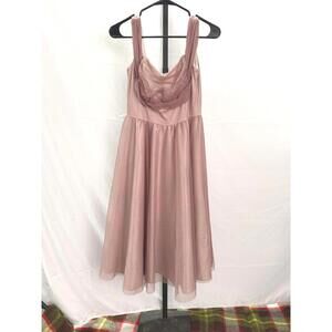 Stop Starring S Women's Pink Party Dress with Sheer Overlay and Wide Straps